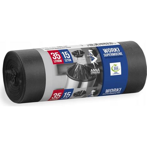 Bolsas de basura súper resistentes Anna Zaradna negras de 35 l, 15 unidades. (1/2)
