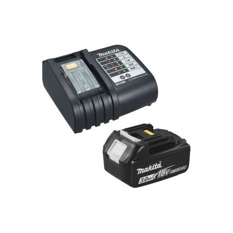 Pack de 1 batterie 18V 3.0Ah avec chargeur lent – Autonomie accrue pour outils Makita – Technologie de protection avancée – 1983996