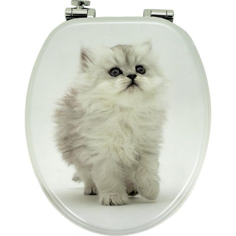 Sedile wc copri vater universale frizionato fantasia in mdf chiusura rallentata fantasia white cat - confezione 1 (1/2)