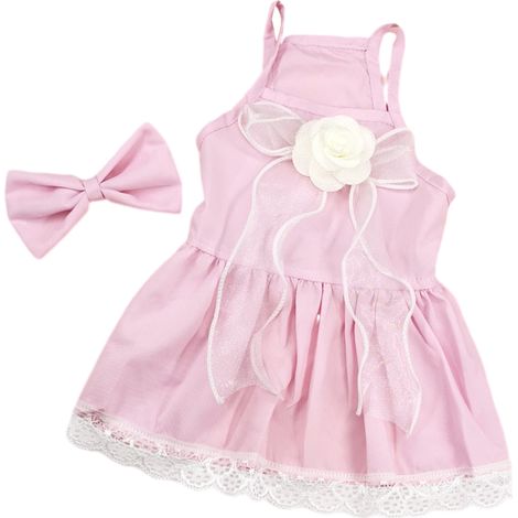 1 robe pour chien et chat, tenue d'été respirante en maille et coton, avec nœud décoratif, pour petites races (1/5)