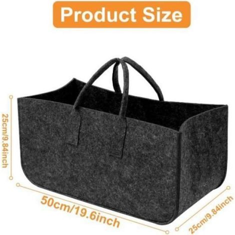 Panier Rangement,2 Pièces Grand Sac en Feutre Avec Anse,Journal ou bois de chauffage 50x25x25 CM (1/4)