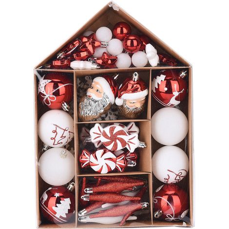 Weihnachtsbaumschmuck-Set (70-teilig - rot-weißes Set) (1/3)