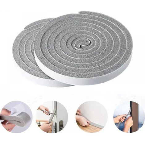 Joint d'isolation en mousse auto-adhésive 10 mm x 15 mm x 2 m Joint coupe-vent antichoc pour porte fenêtre, 2 rouleaux