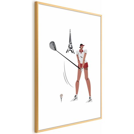 Poster – Illustration eines Golfers vor dem Hintergrund des Eiffelturms (1/4)