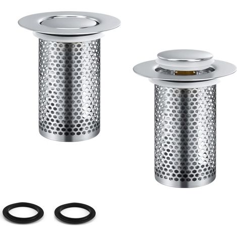 2 Pièce Filtre Evier, Acier Inoxydable Filtre Lavabo, Conception Enfichable, Filtre pour Evier Prévenir colmatage Convient Cuisines, Balcons Filtre Corps Étrangers Odeurs (1/5)