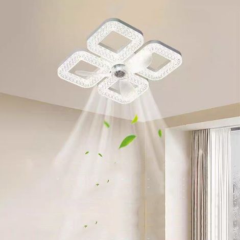 Ventilateur de plafond avec éclairage intégré pour chambre à coucher, éclairage LED intelligent télécommandé, tricolore, 60 W, 85-265 V, culot E27 (1/5)