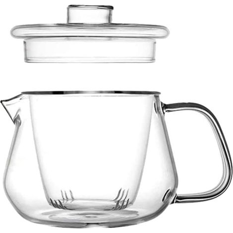 Théière en verre borosilicate - 1 unité - Verre transparent - Infuseur amovible - Cuisine et salon - 300 ml (1/5)