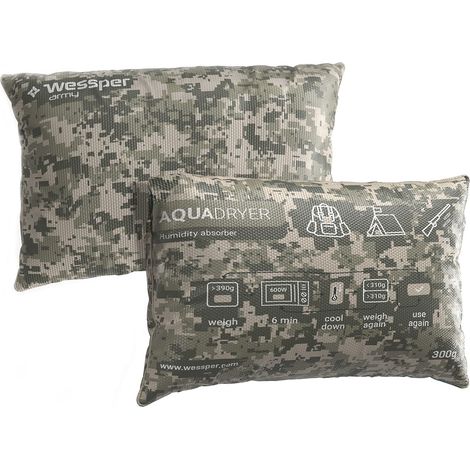 Coussin déshumidificateur - Accessoire de camping - Sac à dos - Sac déshumidificateur réutilisable - En silice - Granulés - 300 g - 1 pièce - Couleur camouflage, Verde (1/5)