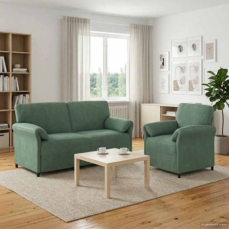 vidaXL Juego de Sofá 2 uds. Verde Mar Terciopelo (1/5)