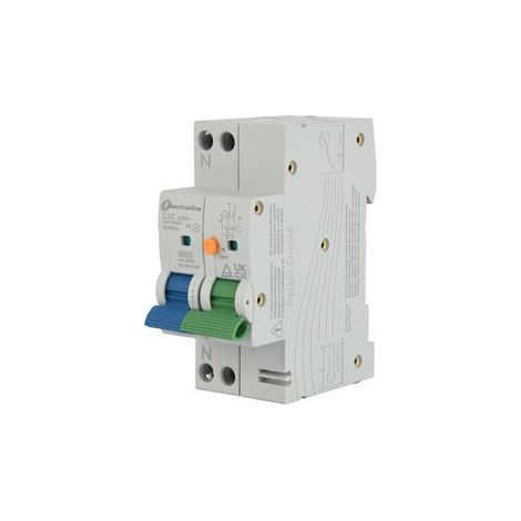 Interruttore Magnetotermico Differenziale (RCBO), 25A, Tipo A, Curva C, Sensibilità 30mA, Connessione 1P+N,