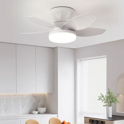 Ventilateur de plafond 65 cm avec éclairage et télécommande, ventilateur de plafond moderne à LED à intensité variable, 6 vitesses, minuterie, 5 pales