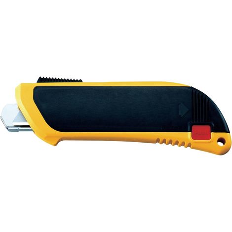 Cutter de sécurité OLFA avec lame trapézoïdale de 17,5 mm et système rétractable.