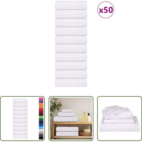 vidaXL Frottiertuch -  Gästetücher FROGN 50 Stk. Weiß 30x50 cm 360 g/m² (1/5)