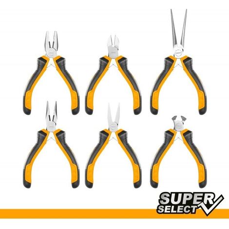 Mini Pinze e Tronchesi di Precisione Professionali INGCO 6 Pz manico ergonomico (1/4)