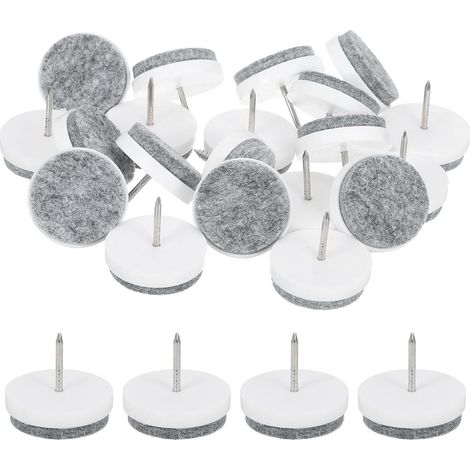 Confezione da 40 piedini in feltro da inchiodare per mobili, piedini rotondi per gambe di sedie e tavoli, protezione per pavimenti in legno duro (bianco, 30 mm)