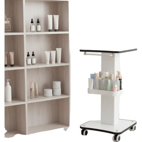 Carrito para salón, organizador multifuncional, fácil de mover, blanco. (1/2)