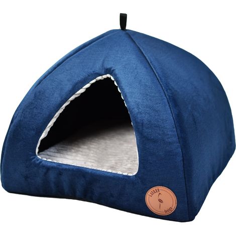 Cabine Bella en velours bleu marine 40 cm x 40 cm (1/5)