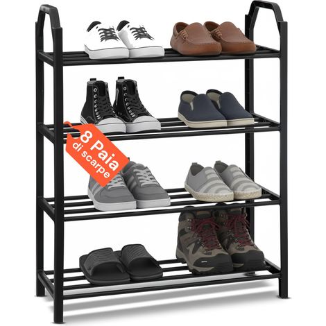 Meuble à Chaussures en Plastique renforcé à 4 étagères, Peu encombrant pour la Maison et l'entrée, Facile à Assembler et à Nettoyer, étagère à Chaussures Slim et Organisateur (1/5)