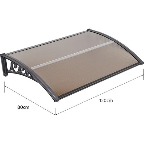Marquise entrée marron – 80×120 cm – Auvent arqué – Protection intempéries – Transparent