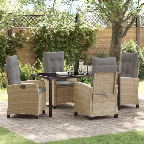 Garten Essgruppe mit Kissen 5 pcs Beige Poly-Rattan