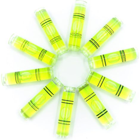 Lot de 10 (9.5x40mm) Niveau à Bulle, mini Plastique cylindrique Petite Niveau à bulle,mini inclinomètres de haute précision