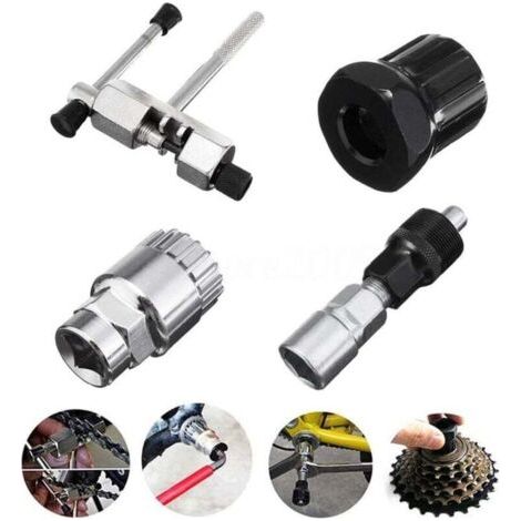 4 Pcs Kit Outils de Réparation de Vélo, Extracteur Manivelle de Vélo, Outils de Réparation Chaîne et Démonte Pédalier, Support Inférieur Supprimer