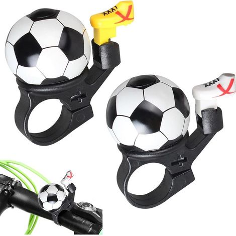 Sonnette de vélo, lot de 2, motif football, son clair et puissant, accessoire pour vélo enfant (garçons et filles), guidon. (1/5)