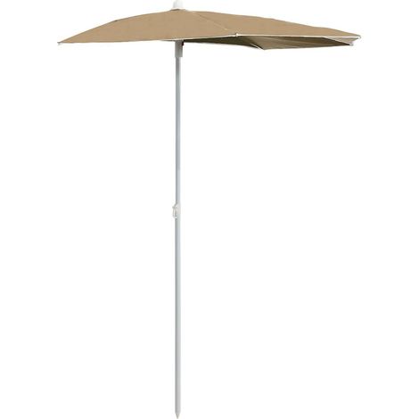 Maison Exclusive - Halb-Sonnenschirm mit Mast 180x90 cm Taupe (1/5)