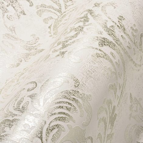 Livingwalls Travel Styles - Carta da parati in tessuto non tessuto, effetto barocco, bianco e argento, per diversi ambienti, 10,05 m x 0,53 m (1/5)