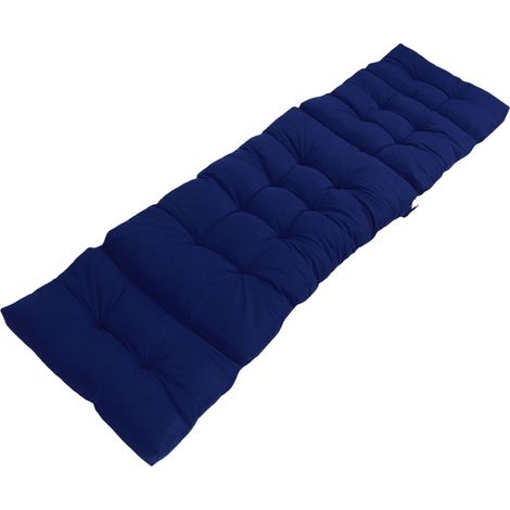 GARRYFIZH Coussin de chaise longue d'intérieur et d'extérieur, avec attaches, résistant aux éclaboussures, pour piscine à gazon, 4 plis, 78,74x21,65 pouces, bleu marine