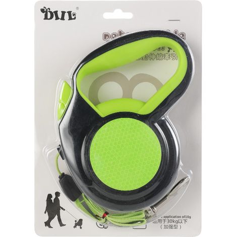 Einziehbare Hundeleine aus reflektierendem Nylon, automatisch ausziehbar, fluoreszierend grün, 5 m