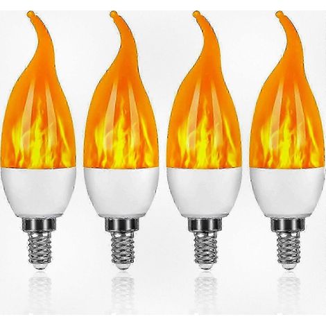 Lot de 4 ampoules LED décoratives à effet flamme 3W, 3 modes d'éclairage, culot E14 (1/5)