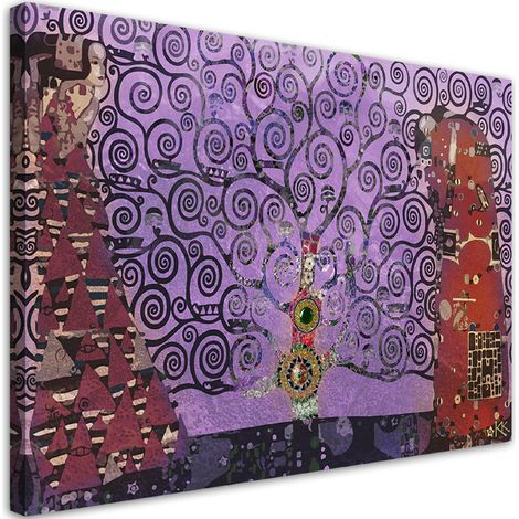 Quadro su tela, Astrazione viola dell'albero della vita - 90x60 (1/5)