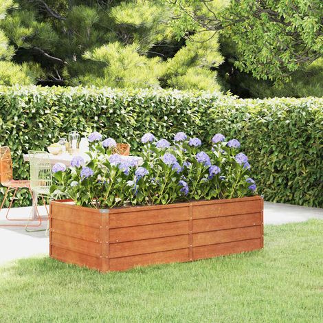 Lit surélevé de jardin rouillé 160x80x45 cm acier corten (1/5)