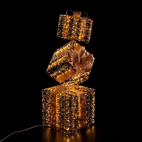 Ad Trend Torre Pacchi Regalo di Natale Oro 2.000 LED da Interno/Esterno 50x50x152 cm (1/3)