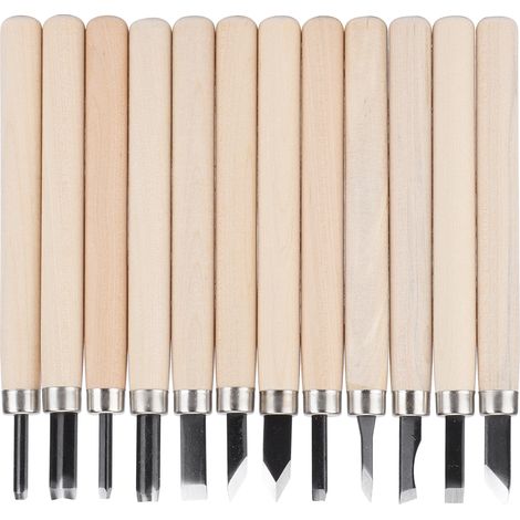 12 Couteaux de Sculpture sur Bois en Acier 55 pour Matériaux Tendres avec Coffret de Rangement (1/5)