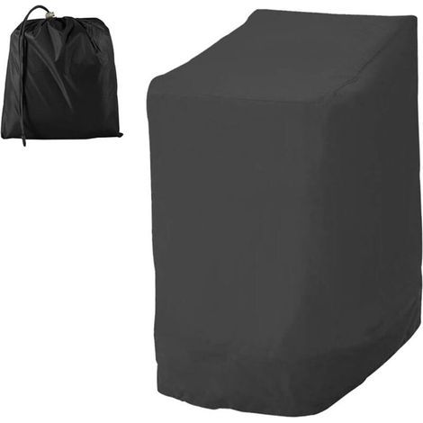 Housse Chaise Jardin Empilables 210D Oxford Imperméable, Couverture de Protection pour Fauteuils Patio Extérieur avec Corde Ajustable 114x85x65cm (210D, Noir)-Ineasicer (1/4)