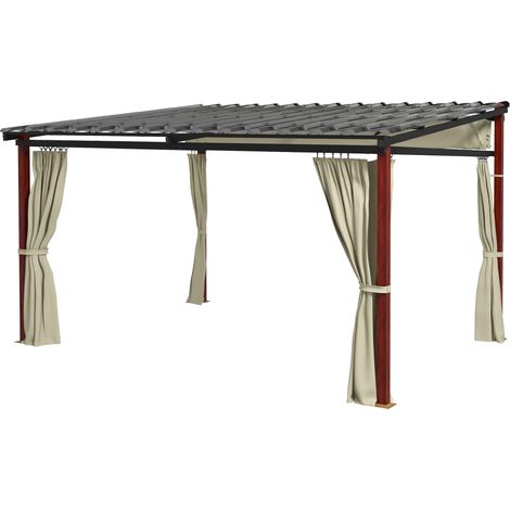 Pergola rétractable imperméable beige avec matériel de fixation inclus