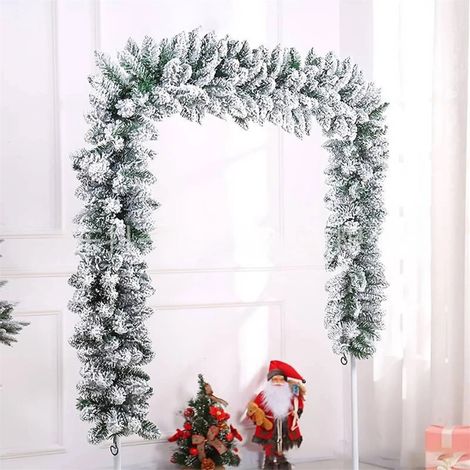 Guirlande De Noël En Branches Artificielles - 6 Pieds - Foliage Épinette Réaliste Avec Neige Flocée - Pour Cheminée Escalier Table - 200 Branches (1/3)