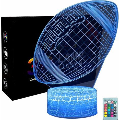 Rugby Night Light, 16 changement de couleur tactile télécommande 3D Football Light, lampe de table décorative, cadeau pour les garçons et les enfants amateurs de sport (1/5)