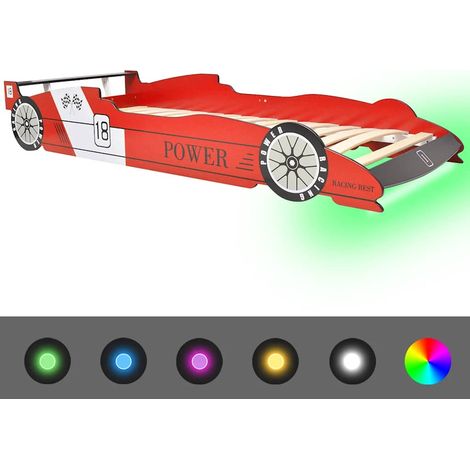 Lit voiture de course pour enfants avec LED 90 x 200 cm Rouge (1/5)