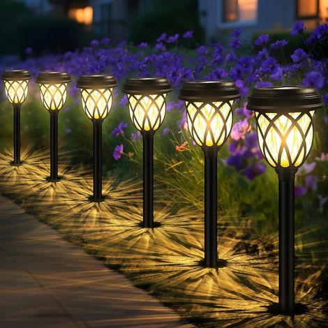 Lampes Solaires Extérieures - 6 Pièces - IP44 - Pour Jardin Allée Piscine Balcon - Blanc Chaud