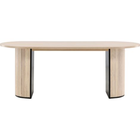 Table à manger ovale 8 personnes en bois médium placage chêne – Dimensions 200x90x75cm – Poids max 80kg – Style contemporain (1/5)