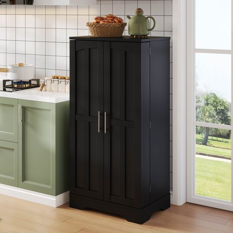 Buffet de cuisine 120x60x40 cm noir en MDF avec éclairage LED à capteur et étagères réglables (1/5)