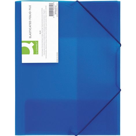 Carpeta con banda el谩stica Q - Connect A4 3 solapas 400 mic Azul transparente KF02312