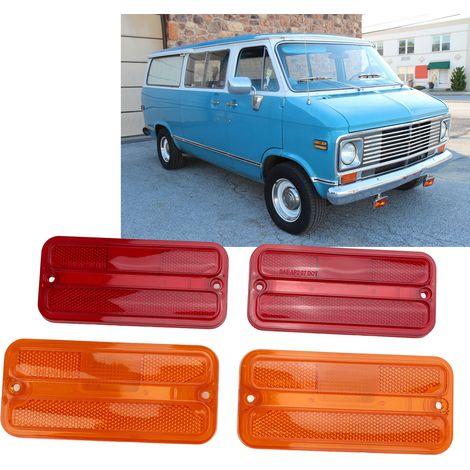 Front- und Heckseitenmarkierungsleuchten (4er-Set) für Chevy GMC Trucks der Baujahre 1968-1972 (Glühbirnen nicht enthalten), rot und gelb. (1/5)