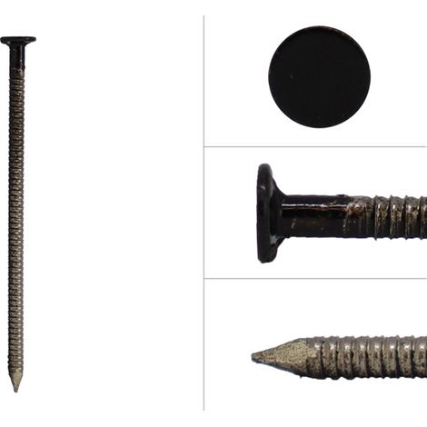Clous annulaires à tête plate pour bardage Acier inoxydable noir (1/2)