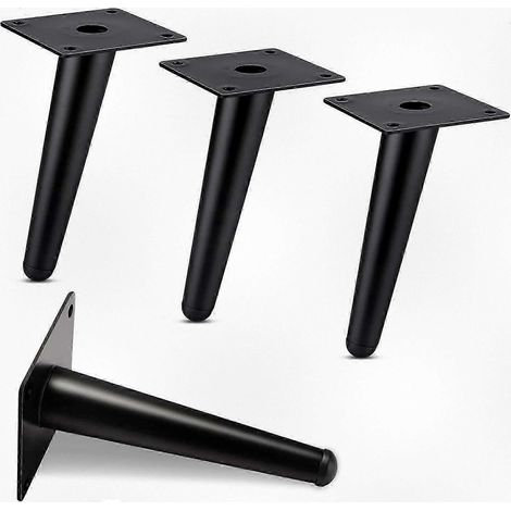 Un ensemble de 4 pieds de meubles biseautés noirs avec vis, pieds de table et d'armoire coniques, résistants aux rayures, durables et remplaçables pour canapés, bancs et pieds de meubles, 20 cm. (1/5)