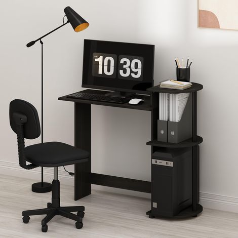 Bureau Compact de 72,4 cm de Large avec étagères, Bureau d'ordinateur avec étagère à Livres, Bureau pour Bureau à Domicile, Salle d'étude, dortoir, Chambre à Coucher, Expresso foncé (1/5)