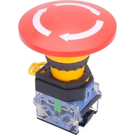 royaluxe -BOUTON-POUSSOIR D'ARRÊT D'URGENCE 10 AMP 22 mm INTERRUPT À BOUTON-POUSSOIR DE VERROUILLAGE, INTERRUPT D'ARRÊT D'URGENCE À TÊTE DE CHAMPIGNON, ÉTANCHE IP65 AUTOBLOQUANT E STOP INTERRUPT DE FE (1/5)